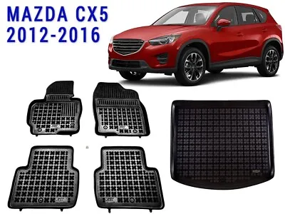 Floor Mats Set For Mazda CX5 CX-5 2012-2016 2 Row + Cargo Tray Mat Molded Black • $194.99