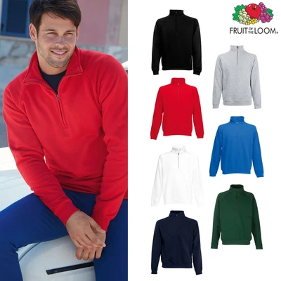 Fruit Of The Loom Premium 70/30 Zip Neck Sweatshirt -Men's Top • £27.09