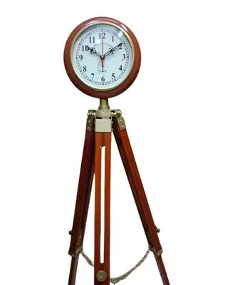 Nautical Wood Tripod Clock Victorian Floor Mount Clock Vintage Wood Floor Clock • $95.67