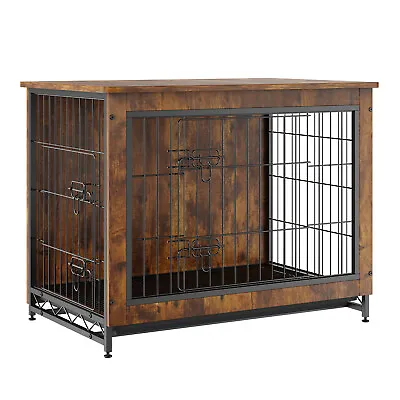 VEVOR Dog Crate Furniture 32 Inch Wooden Dog Crate With Double Doors & Tray • $123.99