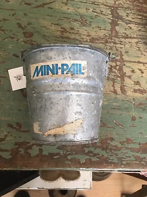Vintage Mini Pail Galvanized Metal Bucket Pail Farmhouse Bail Handle Primitive • $15