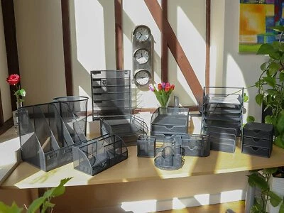 £7.99 • Buy OSCO Graphite Mesh Range Desk Organiser Pencil Pot Magazine Rack Or Letter Trays