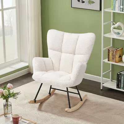 Modern Lounge Rocking Chair Single Sofa Rocker Recliner Seat Upholstered Chair • £105.95