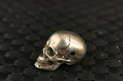 Rare Chinese Old Tibet Silver Hand Carved Skull Statue Netsuke Collection Bead • £17.52