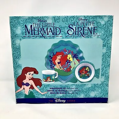 The Disney Store Little Mermaid Ariel Vintage 90s Dinnerware Set Plate Bowl Cup • $49.99