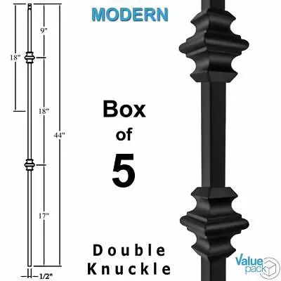 Double Knuckle Modern Iron Balusters (5-Pack) Hollow Metal Spindle (Satin Black) • $49.50