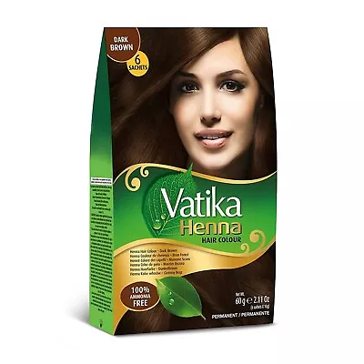 Dabur Vatika Henna No Ammonia Dark Brown For Strong Shiny Hair 10g 0.3oz 2 Pack • $14.99