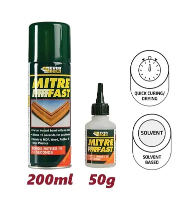 EVERBUILD MITRE FAST BONDING KIT STD SUPER GLUE 50g & ACTIVATOR 200ML • £7.19