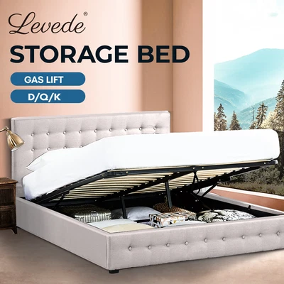 $359.99 • Buy Levede Bed Frame Base With Gas Lift Storage King Queen Double Platform Fabric