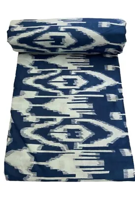 Indian Hand Block Print Pure Fabric Cotton Ikat Print Shot 44  Wide By Yard Art • £7.49