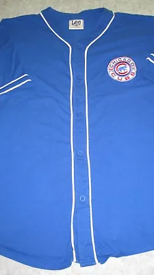 Chicago Cubs Shirt Men's XL Blue Vintage Lee Tag Button Front Old Logo Baseball • $14