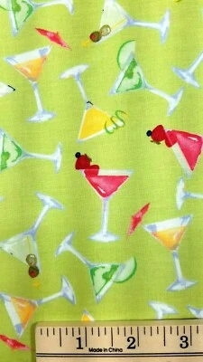 $6.49 • Buy Cocktails  Mixed Drink Martini  Novelty Cotton Quilting Fabric  By 1/2 Yd
