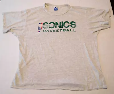 Vintage Champion Seattle Sonics Supersonics T-Shrit XL USA 90s 1990s Distressed • $109.49