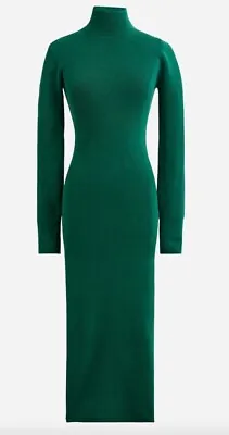 J. CREW $198 GREEN AUTUMN PINE Knit Turtleneck Stretchy Midi Sweater-Dress 2 XL • $86