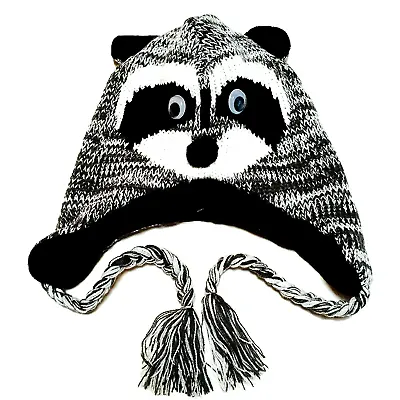 Raccoon Aviator Pilot Party Halloween Costume Animal Knit Hat S • $7.99