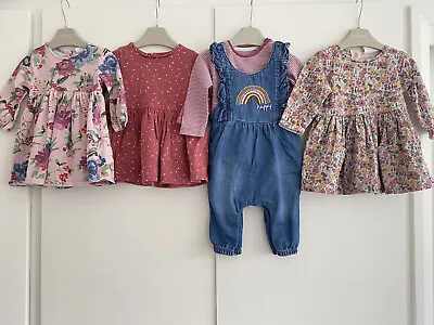 Baby Girls 0-3 Months NEXT Dress Outfit Bundle Floral Rainbow Dungarees F&F VGC • £16.99