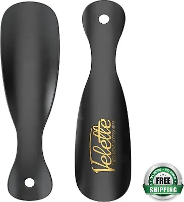 Metal Shoe Horn 2 Pack - 7.5  Long Black Shoe Horns- Top Quality Stainless Steel • $11.98