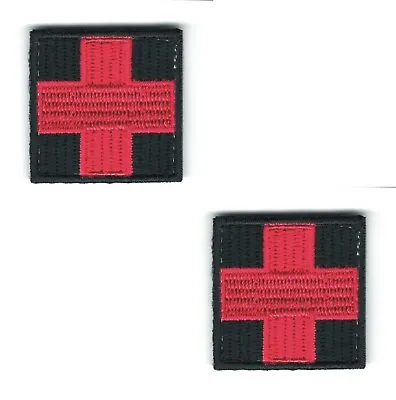 Medic Paramedic First Aid Patch Red On Black Fits For VELCRO® BRAND Lot Of 2 • $3.99