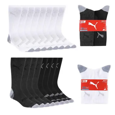 $49.95 • Buy Puma Men's Crew Sock Cool Moisture Wicking Arch Support White/Black 4 Or 8 Pairs