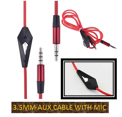 3.5mm Jack To Jack Male Cable Audio Lead For Headphone AUX MP3 IPod Car With Mic • £2.95