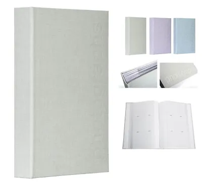 Large 300 Photo Album Textured Linen Light Grey Memo Slip In Holds 6 X 4 Photos • £12.29