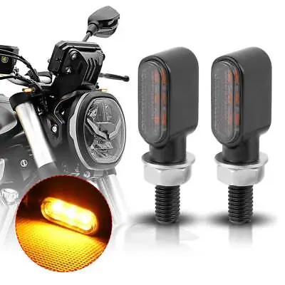 LED Motorcycle Mini Turn Signals Amber Light Blinker Smoke For Cafe Racer Bobber • $12.88