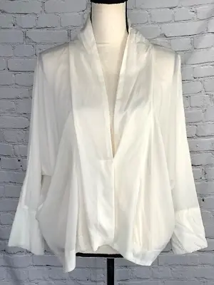 NWT Elm Design Islandic Ivory 100% Silk Blouse Loose Fit Lagenlook Size 0 S/M • $110