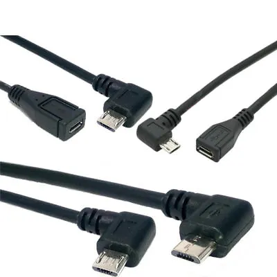 90 Degree Angled Micro USB 2.0 Male To Female M/F Extension Extender Cable Cord • $1.49