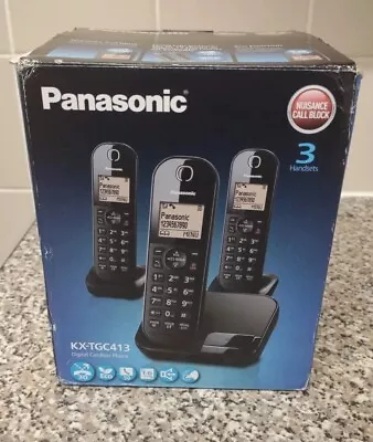 Panasonic KX-TGC413 Digital Triple Handsets Cordless Phones Nuisance Call Block • £34.99