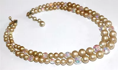 Vintage MARVELLA Signed Aurora Borealis Crystal Beads Necklace Lot#38 • $0.99