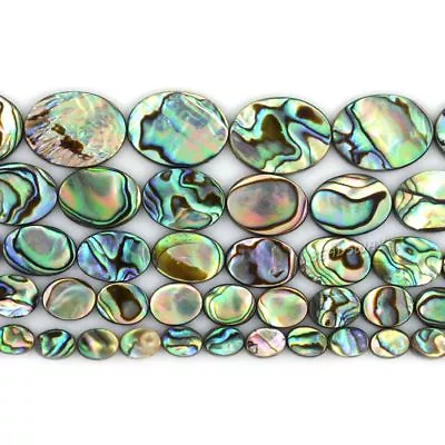 8-20mm Natural Abalone Shell Flat Oval Loose Beads Strand 16  • £19.79