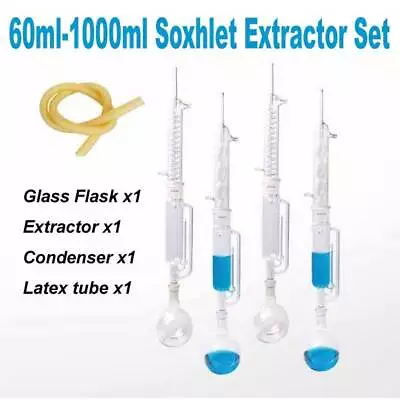 60ml - 1000ml Soxhlet Extractor Kit For Chemistry Laboratory Biology Glassware • $73.56