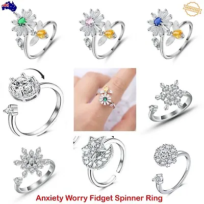 $4.50 • Buy Anxiety Worry Fidget Spinner Ring Meditation Spinner Ring Adjustable Opening AU