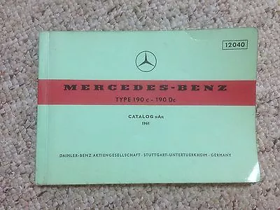 1963 Mercedes Benz 190C 190DC 190 C DC Parts Catalog Manual W110 Fintail Diesel • $251.30