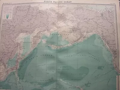 1920 MAP OF NORTH PACIFIC OCEAN Mercator Projection JAPAN ALASKA 103 Times Atlas • $24.87