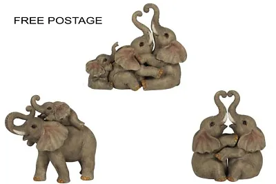 £13.95 • Buy New Resin Elephant Baby Couple Or Family Ornament Very Cute
