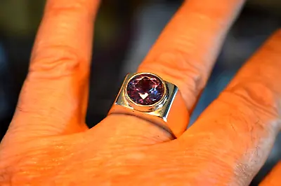 4.50+ Ct  MAN'S  RING LAB BLUEGREEN TO BURGUNDY ALEXANDRITE 100% COLOR CHANGE605 • $84