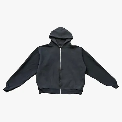 Laaeb2875 - Sample Vintage Black Boxy Puffy Fleece Zip Up Hooded Sweatshirt • $32