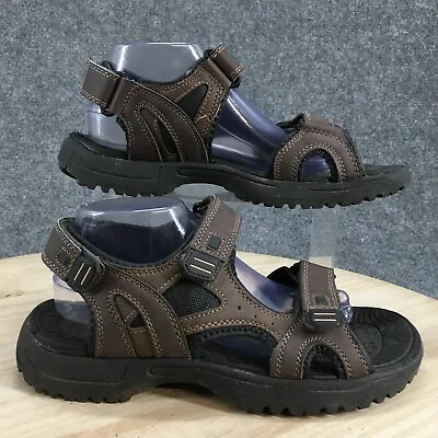 Mossimo Supply Co Sandals Mens 9 Strappy Sport Hook And Loop Brown Faux Leather • $22.99