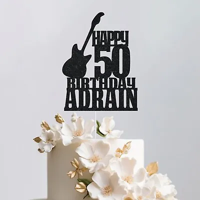 Guitar Cake Topper Music Lover Personalised Birthday Cake Party Cake Decoration • £2.95