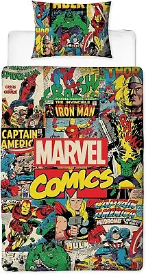 Marvel Avengers Single Kids Duvet Cover Set Reversible Comics Design Brands Bed • £19.99