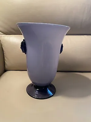 VTG Lavender Purple Handblown Art Glass Vase W/ Comedy/Tragedy Faces • $40