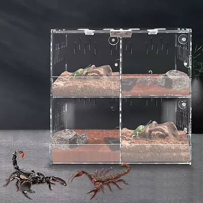 4-Grids Acrylic Reptile Terrarium Gecko Lizard Spider Snake Vivarium Cage Tank • $34.21