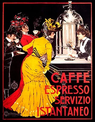 Poster Coffee Espresso Machine Instant Service Italian Vintage Repro Free S/h • $19.95