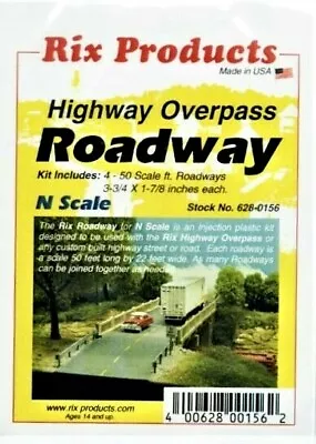 N Scale Rix Products 628-0156 Highway Overpass Roadway/Street (4) Pcs • $6.95