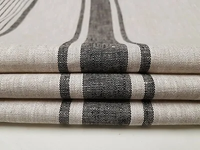  100% Linen Black/ Natural Stripe Made To Measure Roman Blind • £105