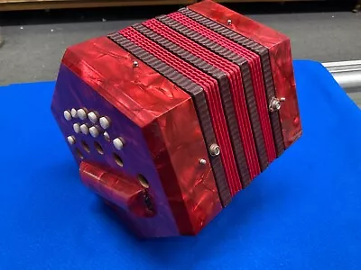 Vintage Concertina Accordion Red Musical Instrument Parts Italy • $75.99