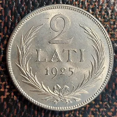 1925 Latvia 2 Lati SILVER Coin UNC COMB.SHIPPING • $11.50