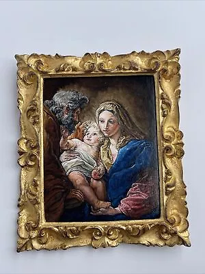Religious Painting Iconic Portrait Family Madonna Child Mother Signed W Poem • $700