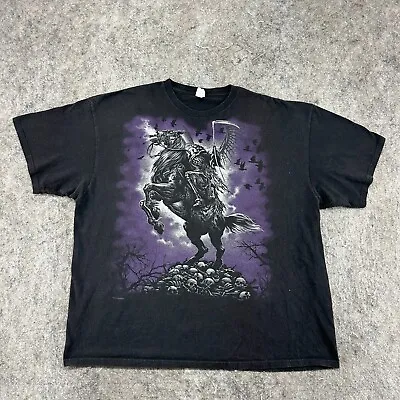 VINTAG Liquid Blue Shirt Mens 3XL Black Grim Reaper Scythe Goth Graphic Y2K • $7.49